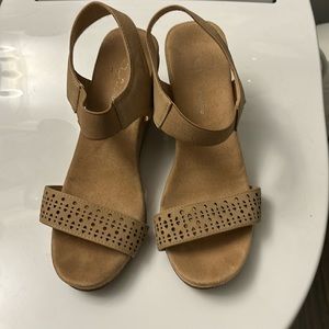 CL by Laundry Tatum Wedge Heel. Size 9. Color- Nude. Suede/leather